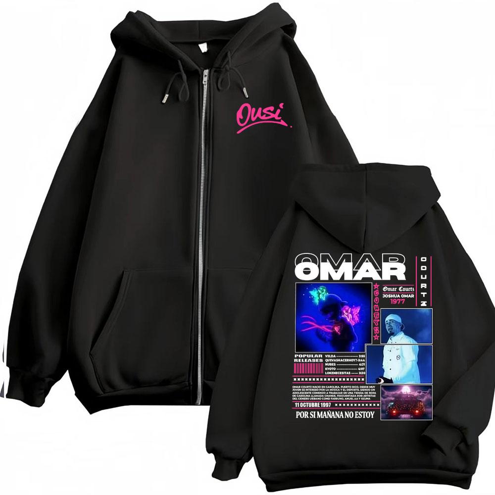 Omar Courtz Por Si Manana No Estoy Tour Zipper Hoodie Men Women Fashion Hip Hop Jacket Sweatshirt Hoody Coats