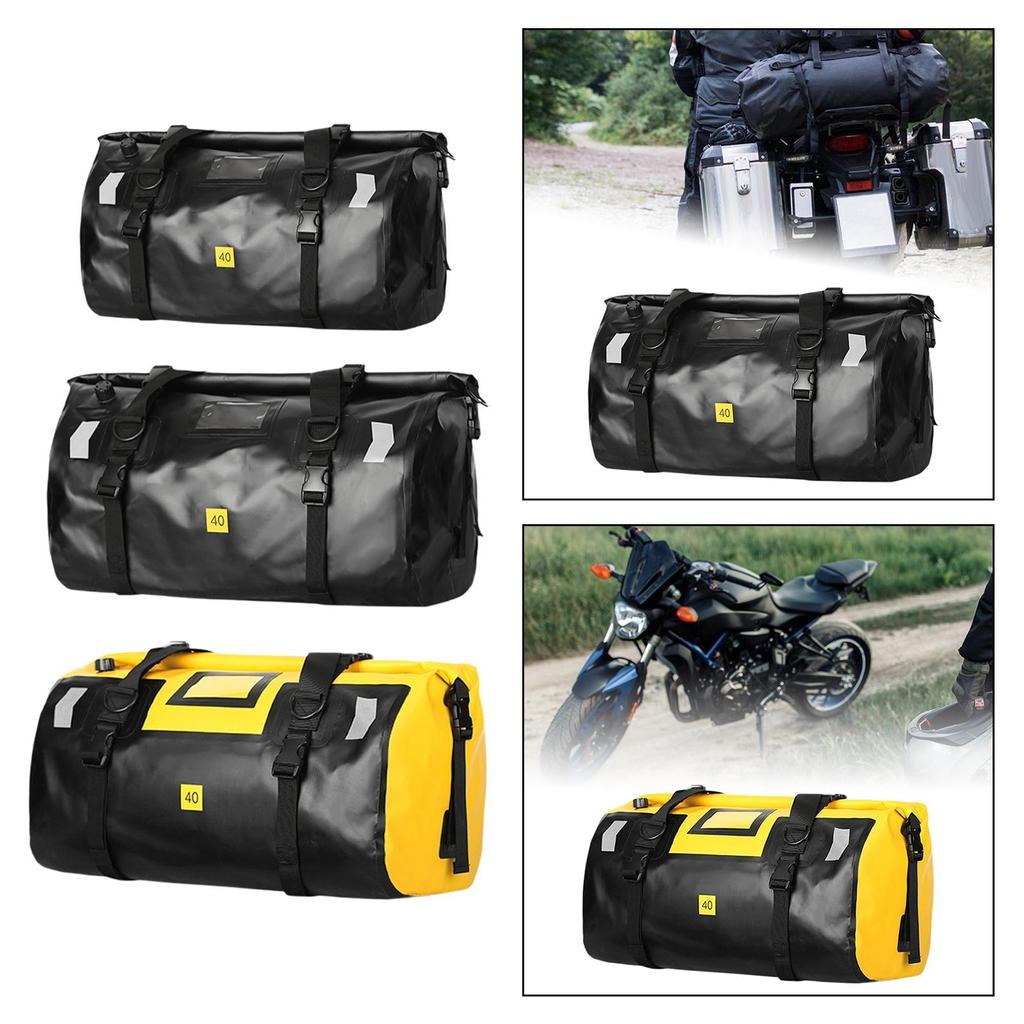 Motorcycle Tail Bag Water Resistant Portable PVC Motorbike Sturdy Duffel Black 40L