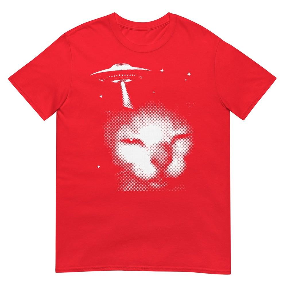 Alien Cat Meme Ufo Vintage Graphic Tee Y2k Funny Silly Cat TShirt S