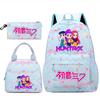 3Pcs/set Anime Cartoon Demon Hunters Printed Backpack Handbag Pencil Case for Teenger Student Girl Boy Large Capacity Waterproof Bookbag