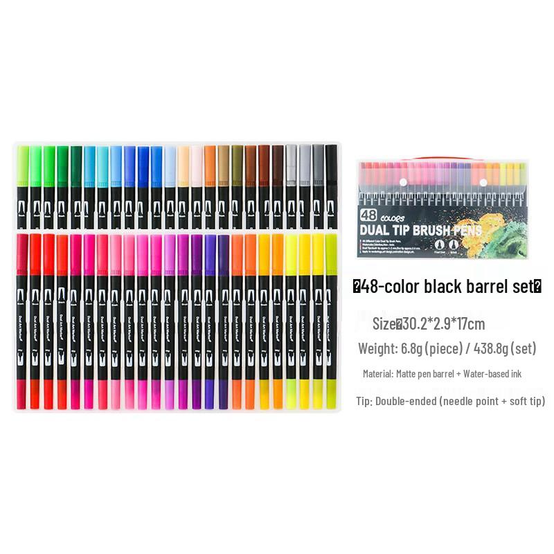 168 Color Double-Ended Watercolor Fineliner Pens Set - Soft Tip, Washable, Art Drawing Tools