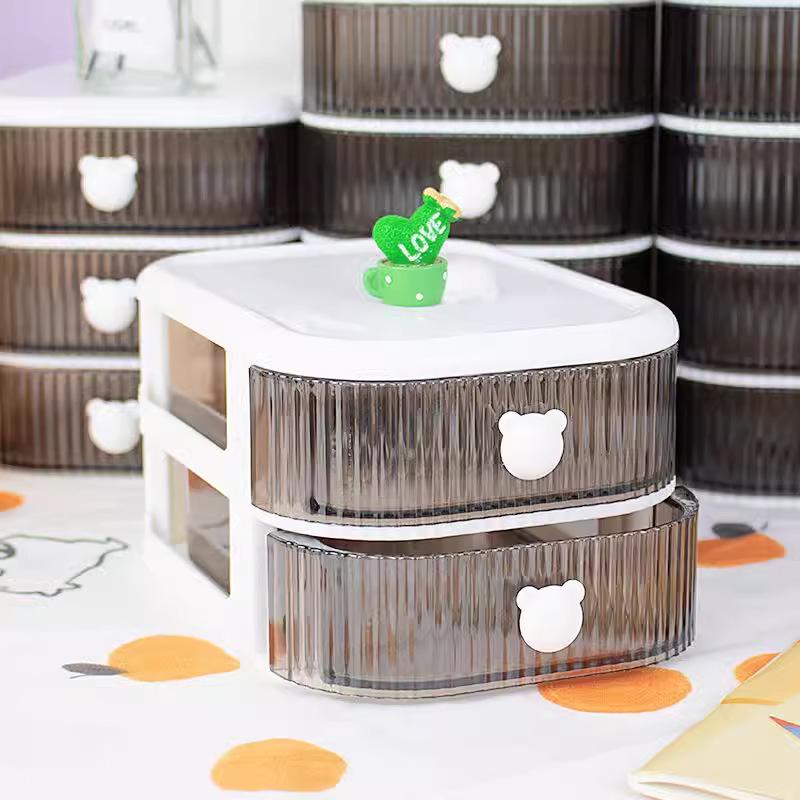 Desktop Multi-layer Drawer Storage Box Organizer Desktop Stationery Box Pen Holder Cute Children's Hair Accessories Storage Rack