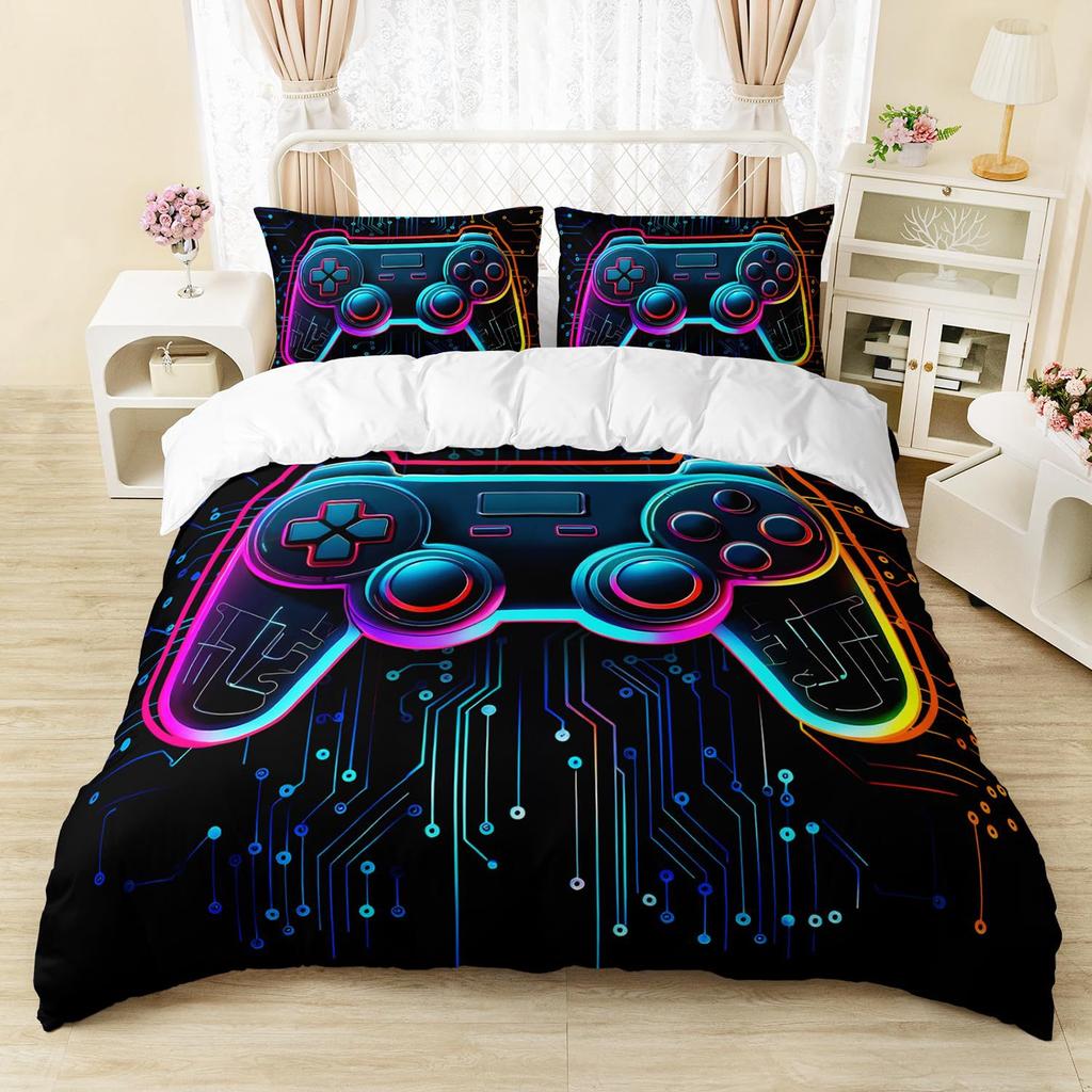 Red Gamepad 3D Digital Printing Three-Piece Bedding Quilt Cover