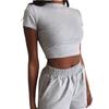 2 STÜCKE Neue Lässige Damen Sommer Kleidung Sets Kurzarm Crop Tops + Elastische High Waist Shorts Einfarbig Damen Outfits