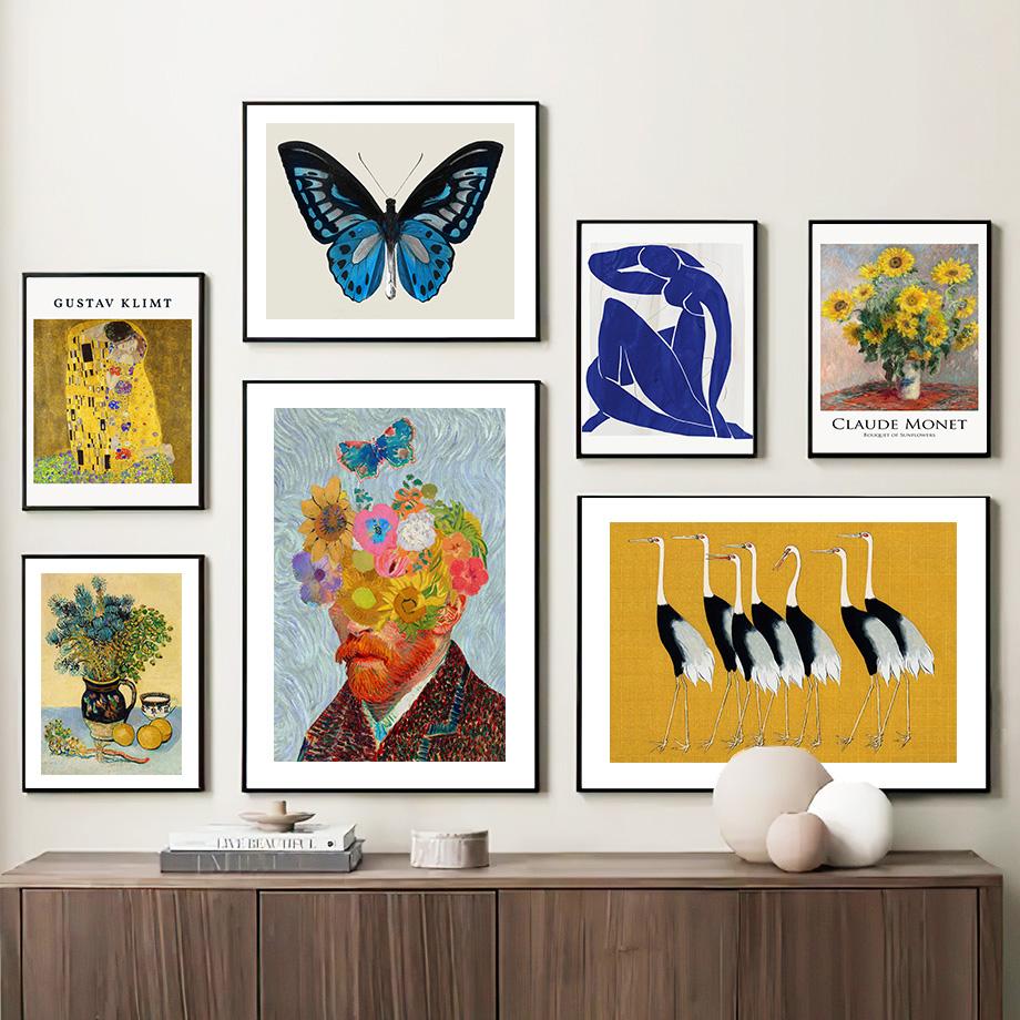 Henri Matisse Gustav Klimt Van Gogh kwiatowy Retro plakaty i druki obraz ścienny na płótnie do salonu dekoracyjne zdjęcia