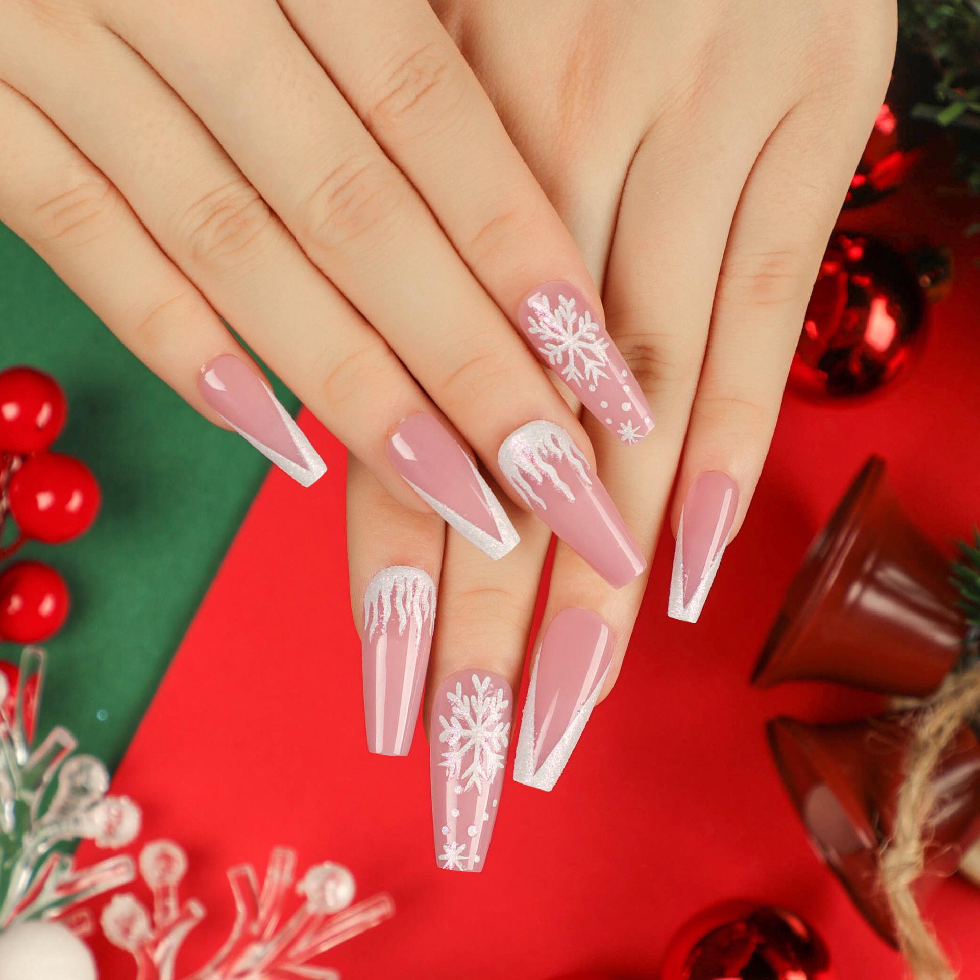 Wear Nail Christmas Snowflake Nail Art False Nail Film Finished Removable Nail Art Patch False Nail