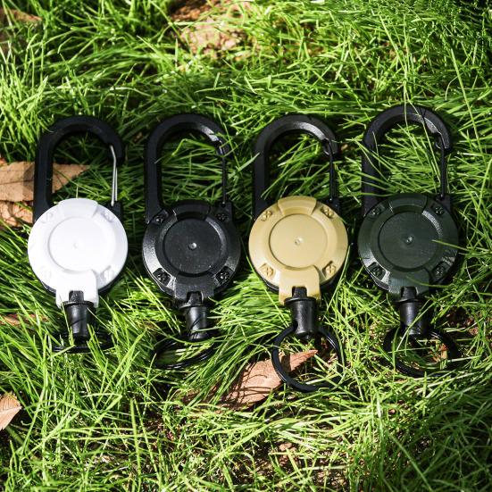 1/8Pcs Retractable Keychain with Steel Wire Rope Carabiner Badge Reel Holder Clip Key Ring Heavy Duty Outdoor Camping Climbing Anti-lost Buckle
