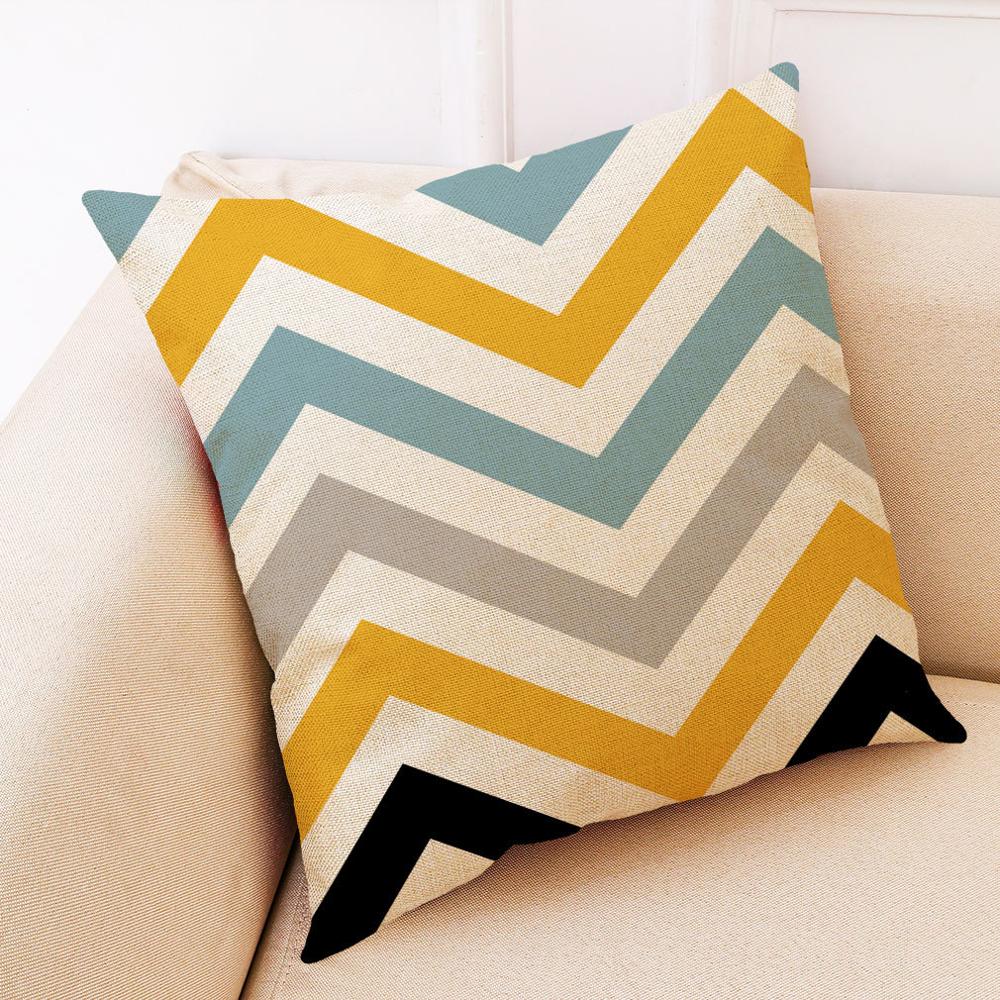 NEW Geometric Deer Cushion Yellow Geometry Decorative Pillows Linen Pillowcase Creative Home Decoration for Sofa Countryside