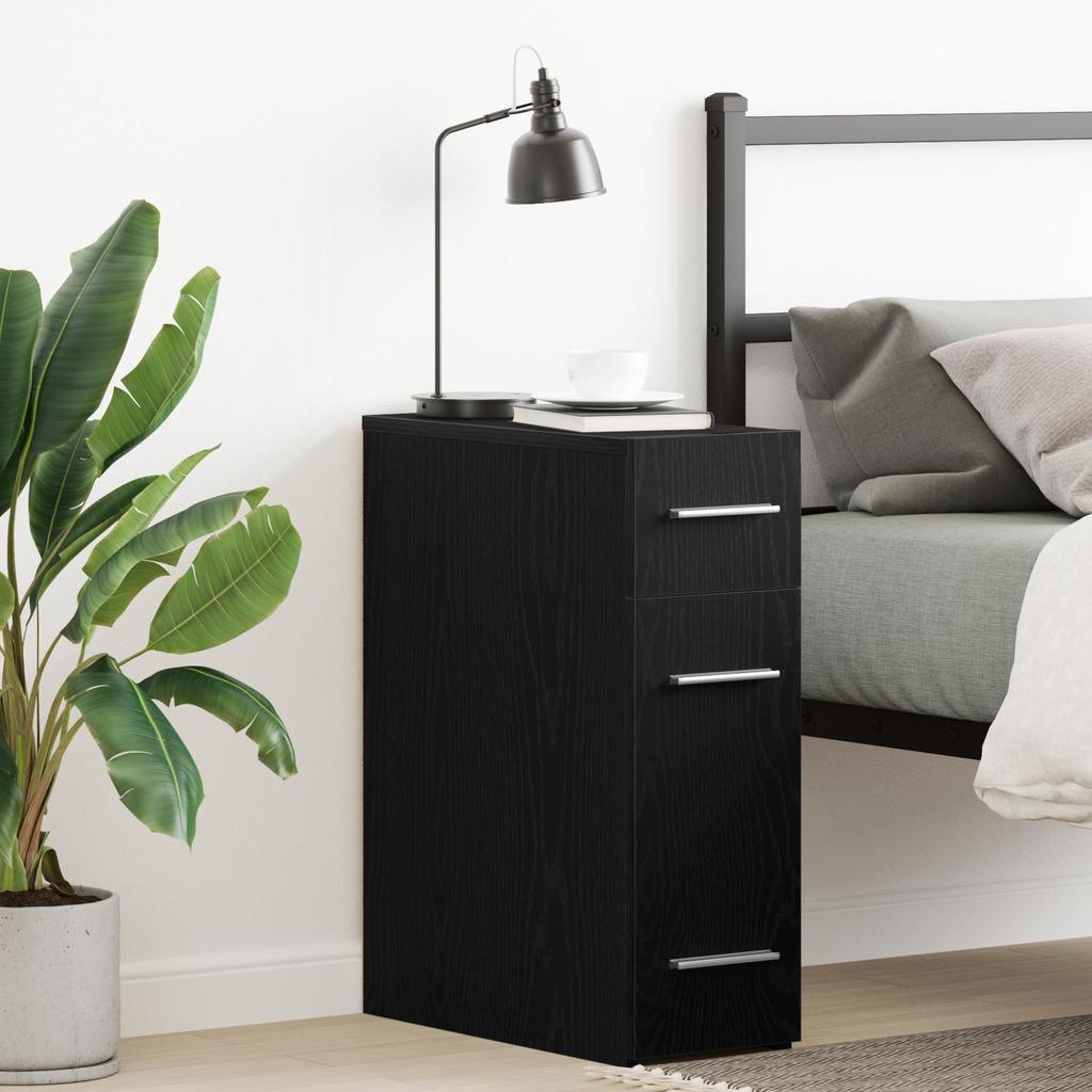 Badezimmerschrank Mit Schubladen Aus Schwarzem Eichenholz 20x45,5x60 Cm Aus Holz