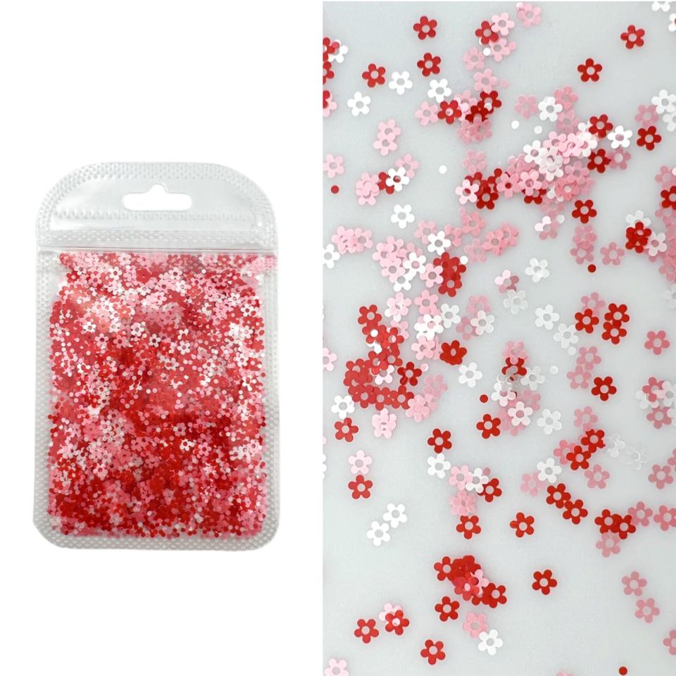 2G День Святого Валентина Красное Сердце Цветок Блестки Матовые Украшения для Ногтей