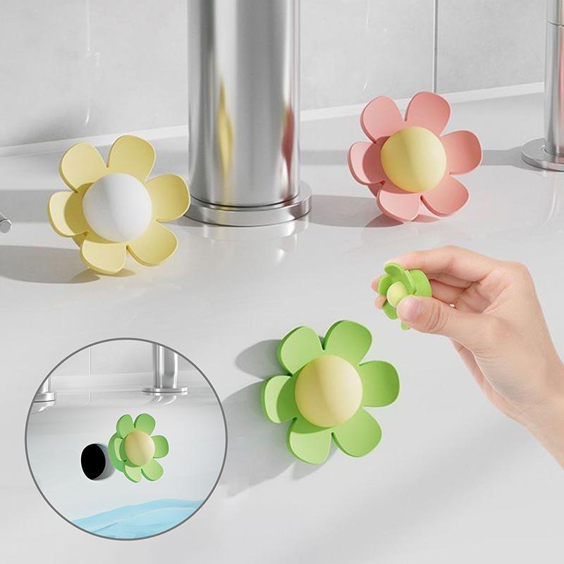 5Pcs Flower Shape Bathroom Silicone Wash Basin Overflow Ring Kitchen Sink Washbasin Drain Seal Stopper Bathtub Drain Cap Plug