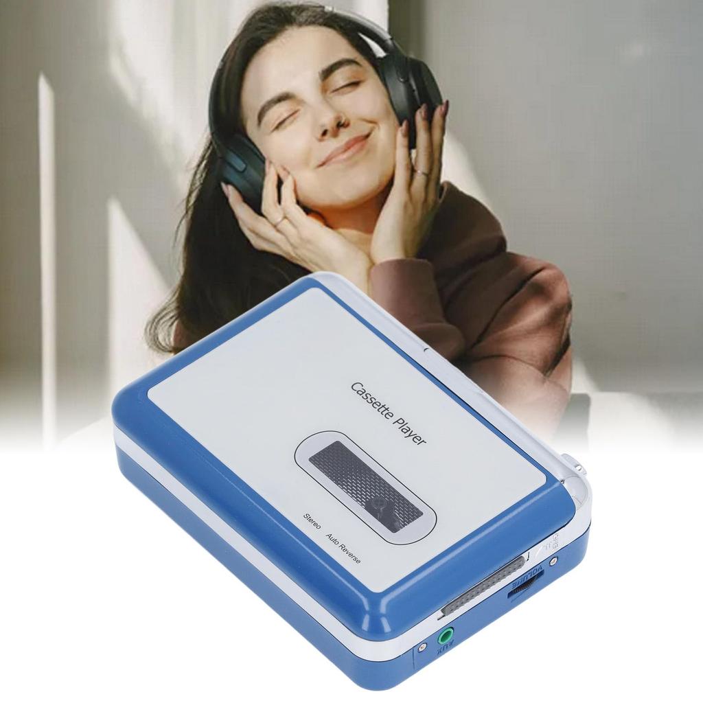 Cassette To MP3 Bluetooth Cassette Player with Wired LED Clear Auto Portable Cassette Player for Home and Travel Converter, Earphones, Indicator,