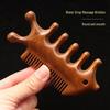 Small Fish Sandalwood Meridian Massage Comb for Women's Head Therapy – Five-Tooth, Anti-Static, Thickened Wood Design