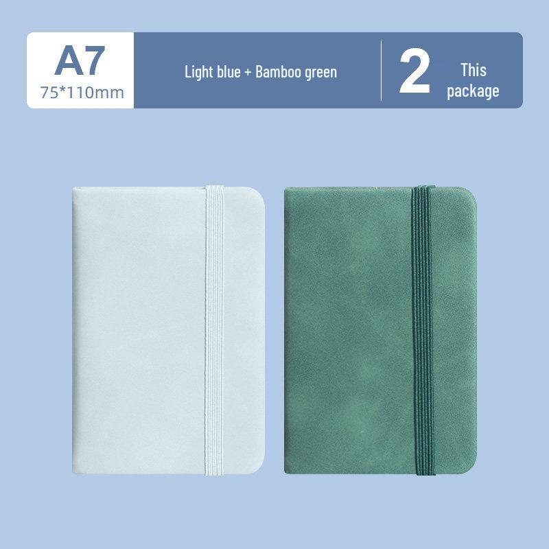 A7 Mini Pocket Notebook with Thick Leather Cover - Retro and Simple Design