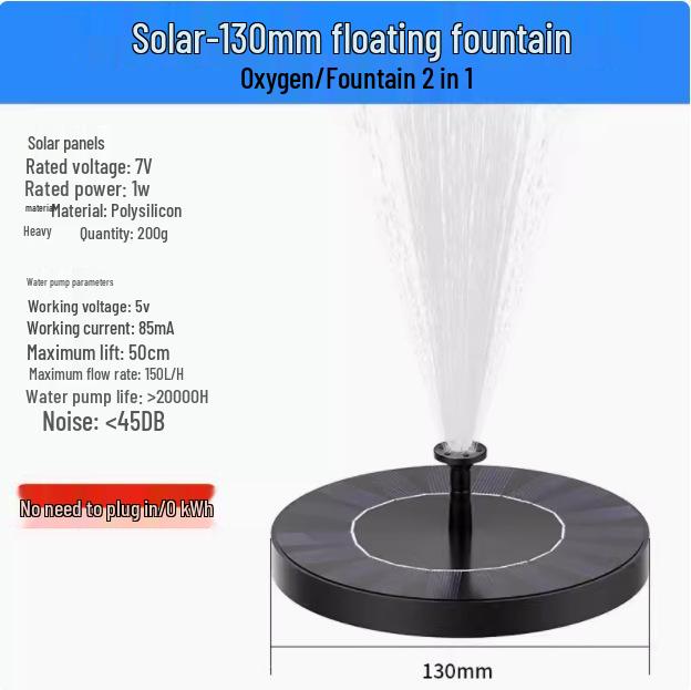 Automatic Solar Pond Fountain Circulator and Aerator for Outdoor Use