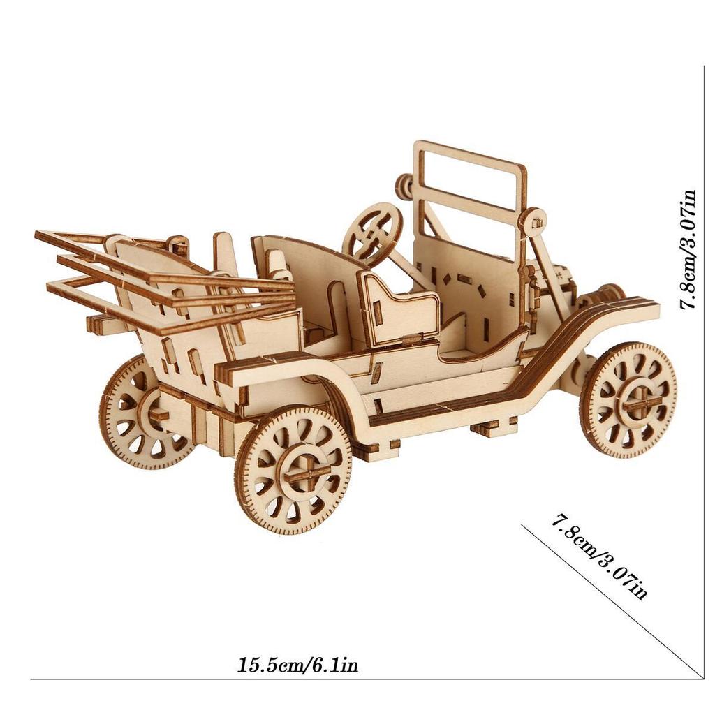 Build Your Own Classic Car 3D Wooden Puzzle Model Kit - a Fun and Educational DIY Gift