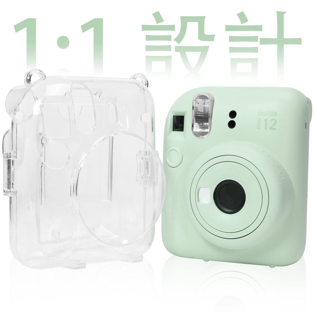 Aenllosi Clear Case for Fujifilm Instax Mini 12 Instant Camera, PVC Cover with Shoulder Strap (Case Only)