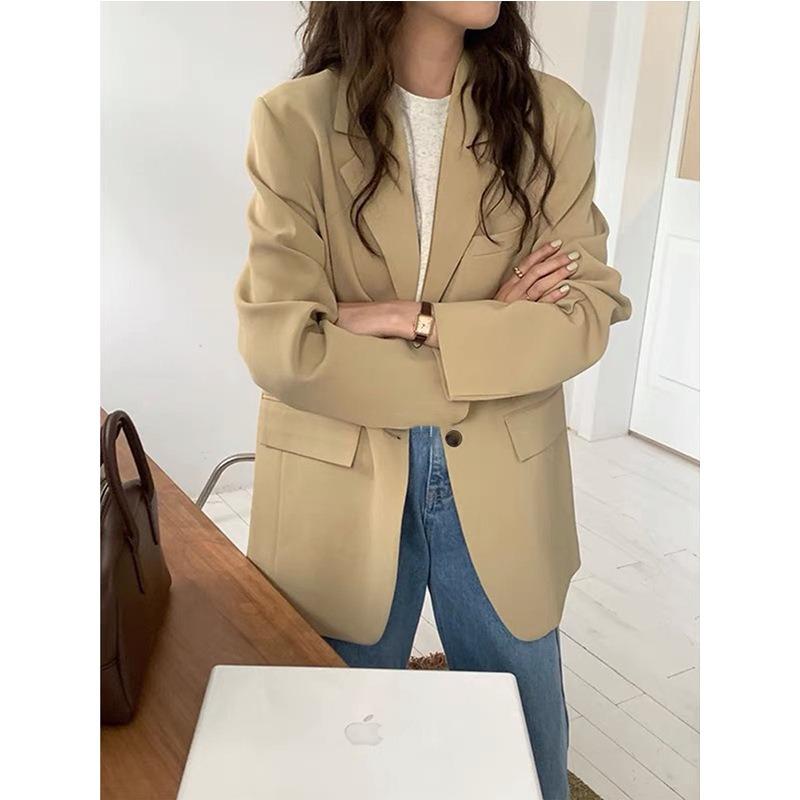 

Blazer women s new spring and autumn casual versatile temperament high-end design sense popular temperament suit jacket trend XL хаки