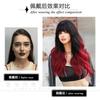 Attention To Ordering - Japanese Korean Women's Wig Black Long Curly Hair With Bangs Gradient Red Set Ombre Wigs