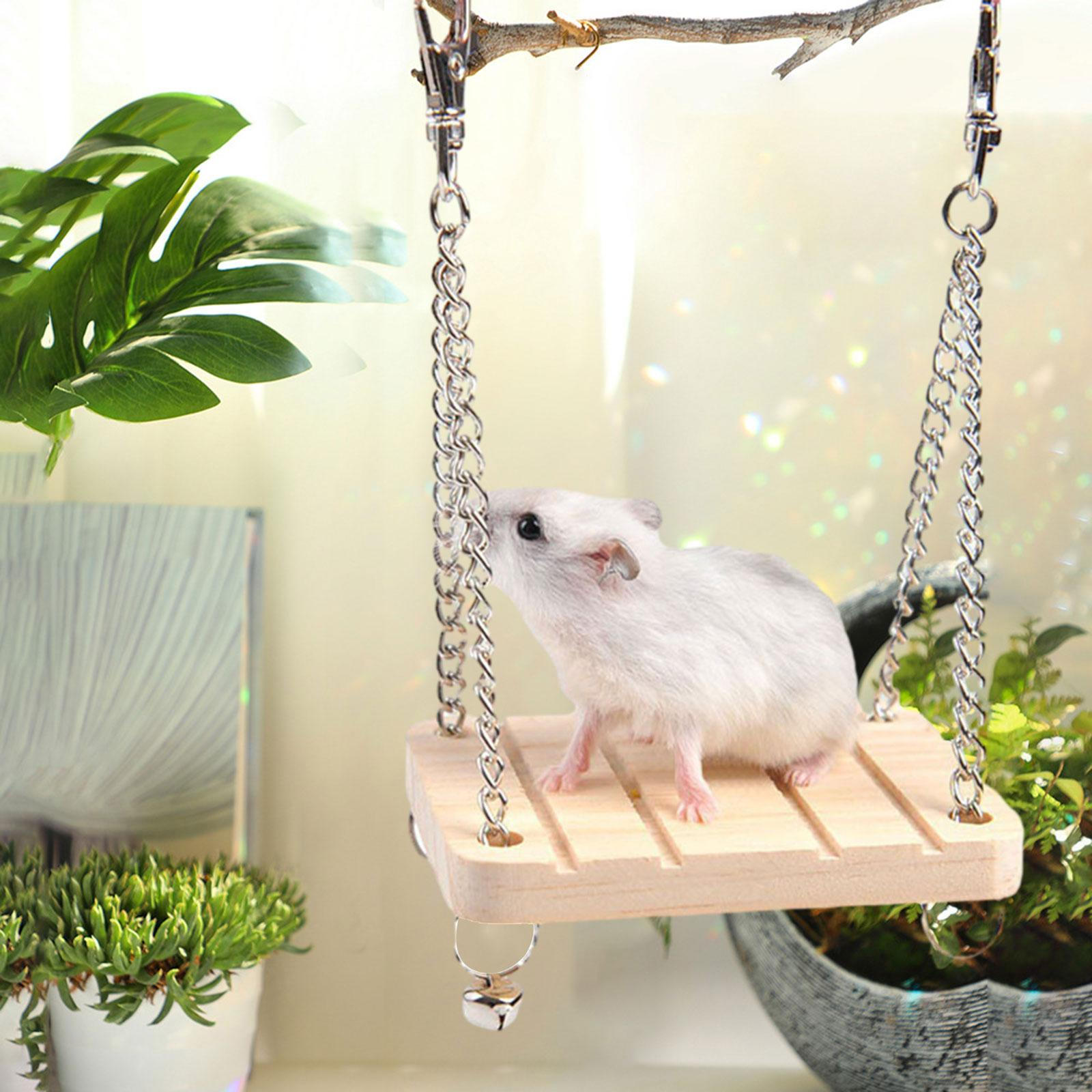 

Hamster Hanging Swing Bed Cage Toys Wood Indoor Outdoor Easy to Install Exercise Toy Pet Products