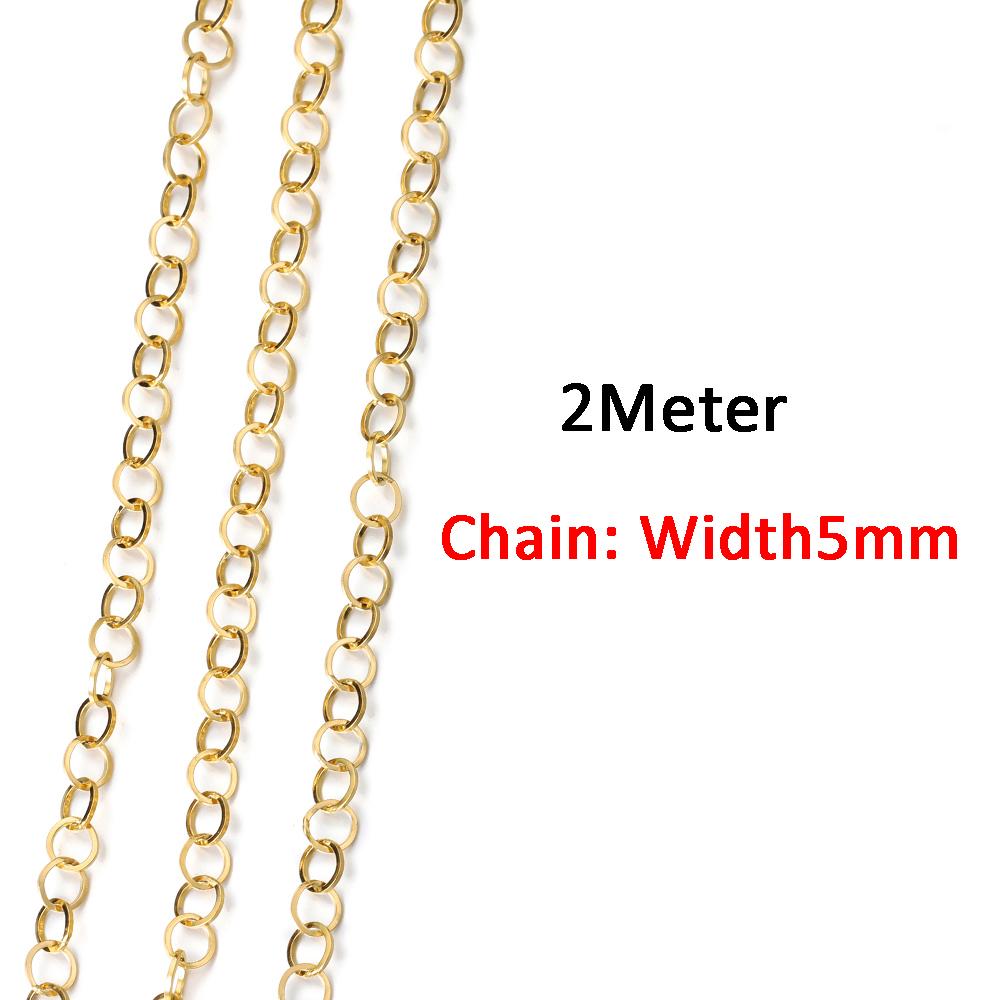 2Meters/1Meter Stainless Steel Chain High Quality Gold Color Chains for Bracelet Necklace Jewelry Making DIY Findings Wholesale