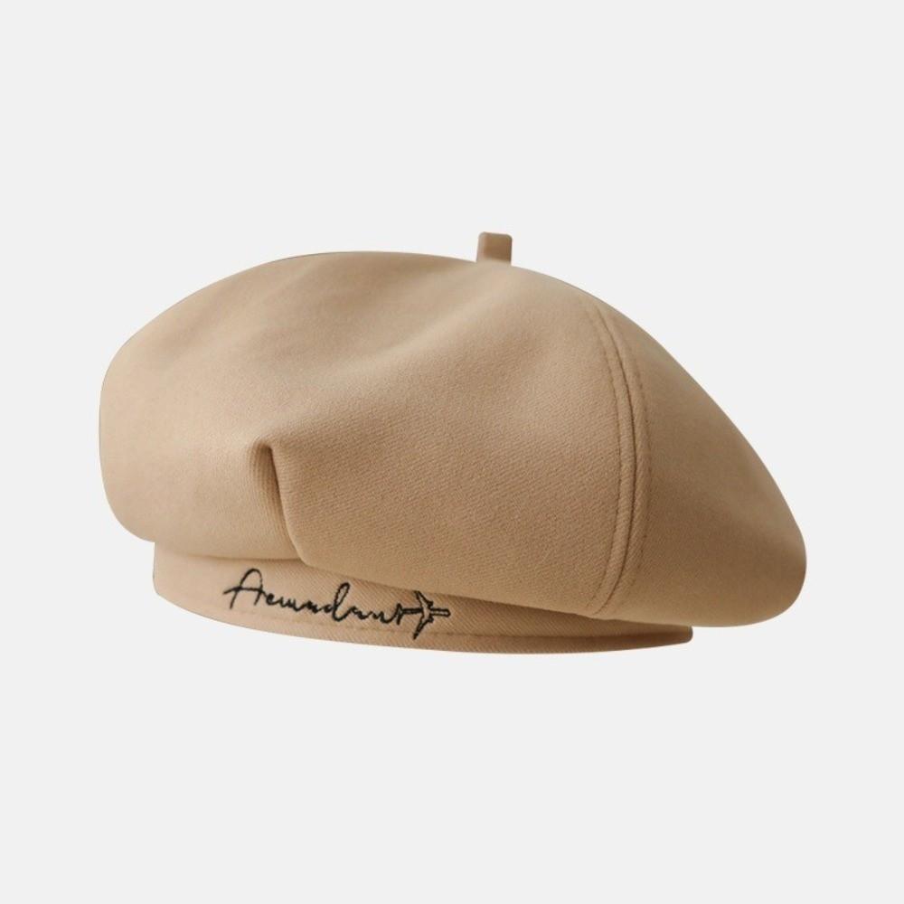 Letter Embroidered Newsboy Hat Octagonal Visors Cap Vintage Beret Painter's Hat