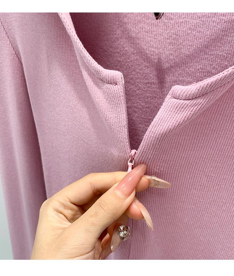 Damen Koreanischer Rosa Kapuzen-Strick-Cardigan-T-Shirt - Herbst/Winter 2025 Kollektion, Vielseitig als Innenlage oder Oberbekleidung