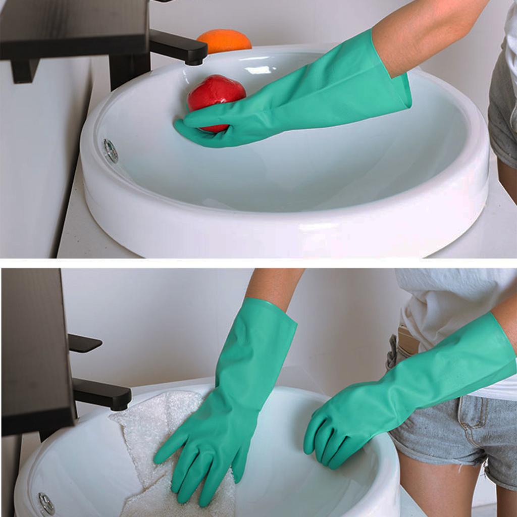 1Pairs Rubber Dishwashing Gloves Kitchen Gloves Waterproof Heavy Duty for Home Dish Wash Laundry Pet Care Gardening Car Wash L