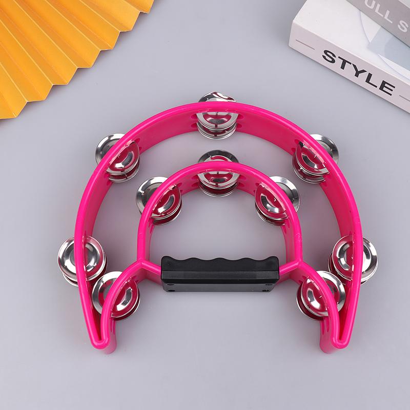 Hand Bell Double Row Rattle Orff Tambourine Double Layer Hand Bell Drum Percussion Instrument Handle Jingle Bell Educational Toy