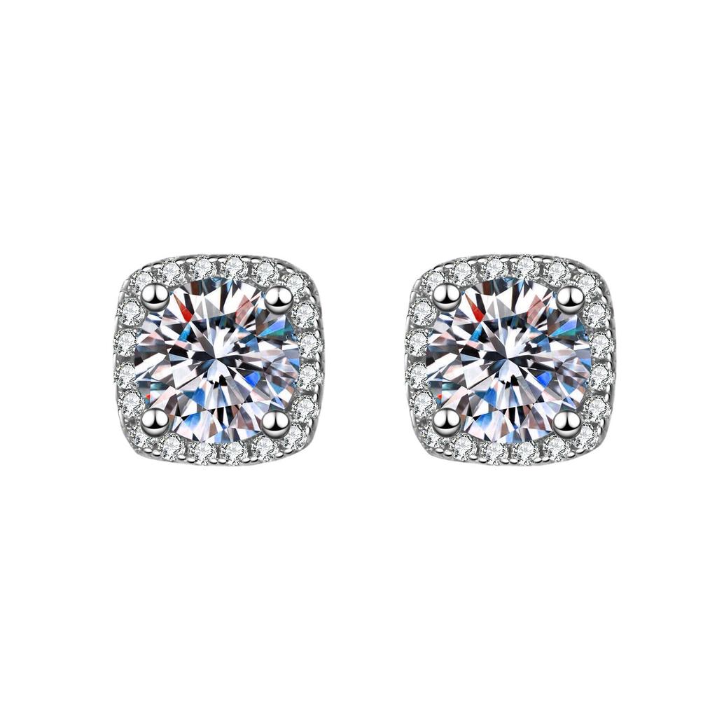 New 925 Silver Stud Earrings AAA Zircon High Quality For Women's Wedding Fine Jewelry Accessories Party Gift