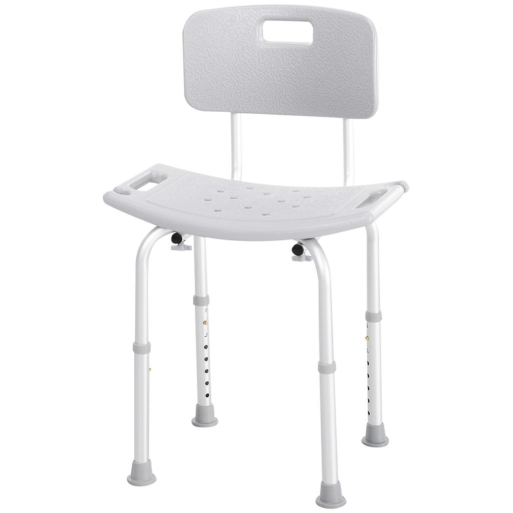 Shower Chair Ergonomic Shower Seat Adjustable Height Non-Slip Feet Max. Load 136 kg Aluminum HDPE