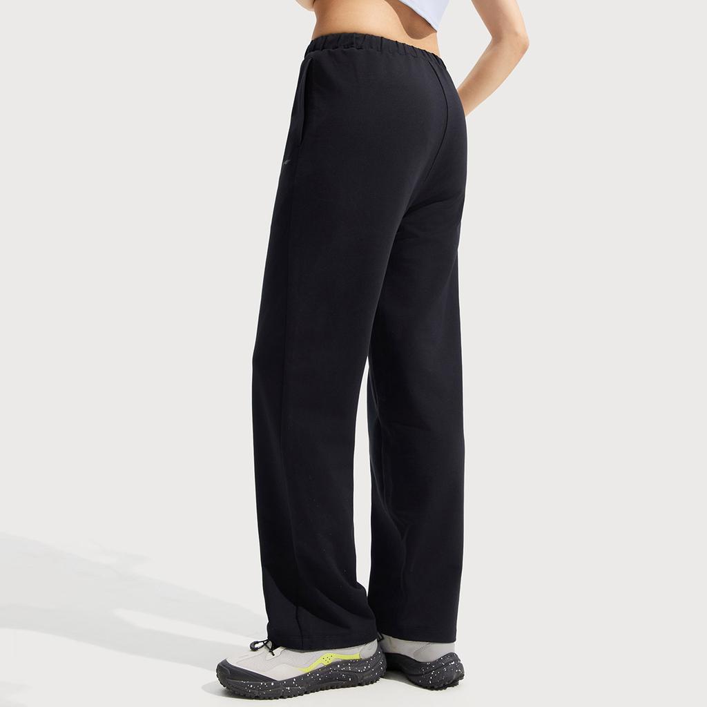 Li-Ning Fitness Series Casual Simple Solid Color Ice Silk Quick Dry Cool Straight Leg Knitted Sports Pants Women bottoms Black AKLV730-4