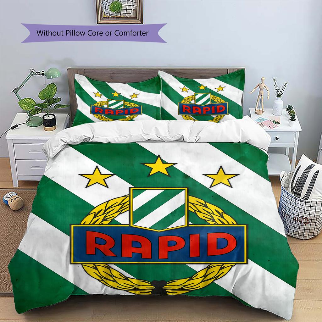 Rapid Wien Pattern Bedding Quilt Set Home Decoration Gift (1 * Duvet Cover + 2 * Pillowcase Without Core)