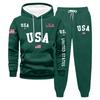 Men's Large Size Solid Color Printed Sweatshirt Set Men's Casual Sports Suit Sweatshirt Set
