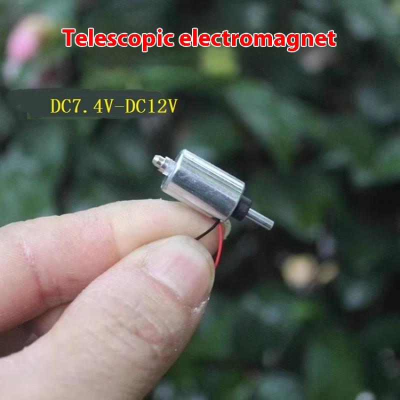 1 stk DIY Fingeravtrykkslås DC 7.4V 9V 12V Mini Rund 10mm Sylinder Suge Skyv-Trekk Type Lineær Solenoid Elektromagnet