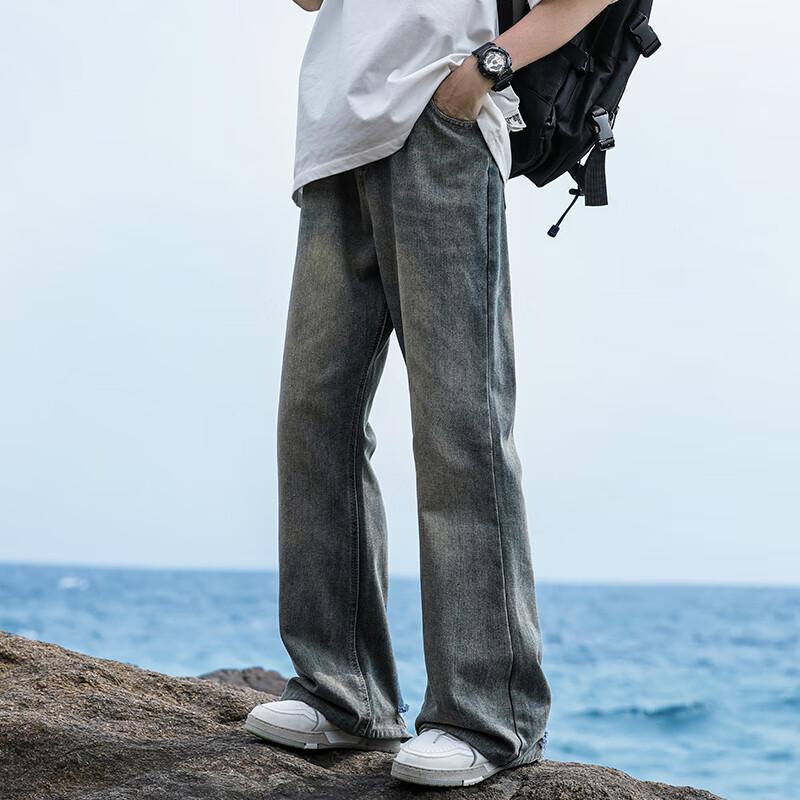 SWAMP AREA Men's High Street Bootcut Straight-Leg Jeans