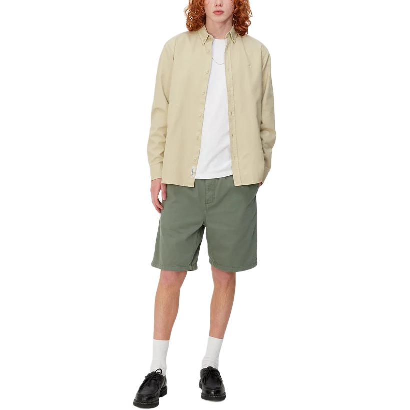 Carhartt WIP Solid Color Elastic Waist Mid Rise Casual Shorts Men Shorts Army-Green I030480-1YF-GD