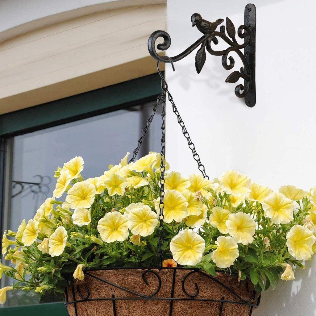 Cast Iron Bird Plant Stand With Wall Mount For Indoor Garden And Balcony Decor