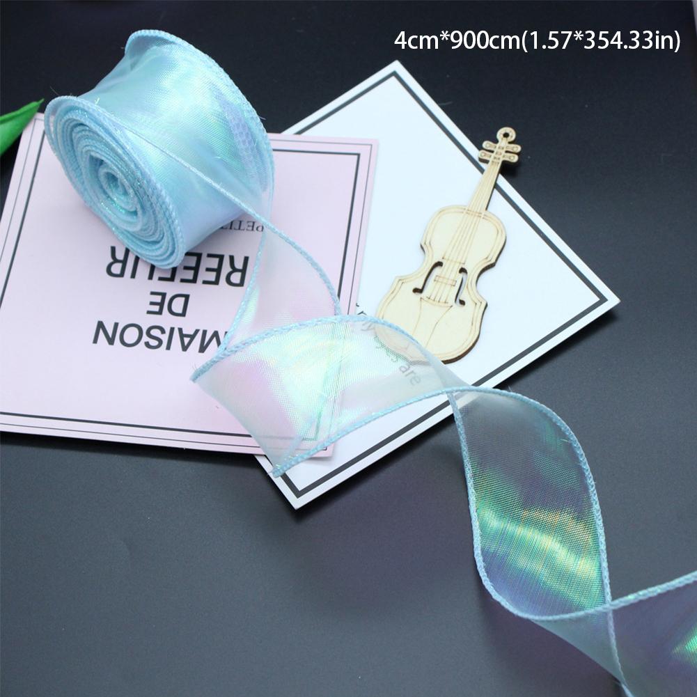 

10 метров/рулон органза пряжа лента упаковочный материал для цветов флорист упаковочные материалы снежная пряжа лента волнистая лента светло-синий