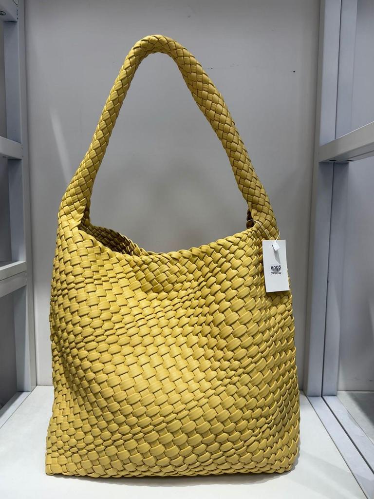 Handgefertigte geflochtene PU-Leder-Schultertasche mit großem Fassungsvermögen für Damen