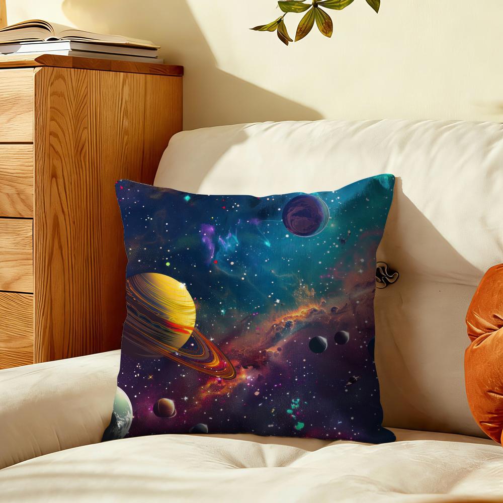 Cosmic Planets Cushion Cover Plush Fabric Soft DoubleSided Printed Sofa Warm Winter Home Gift Pillow Cover