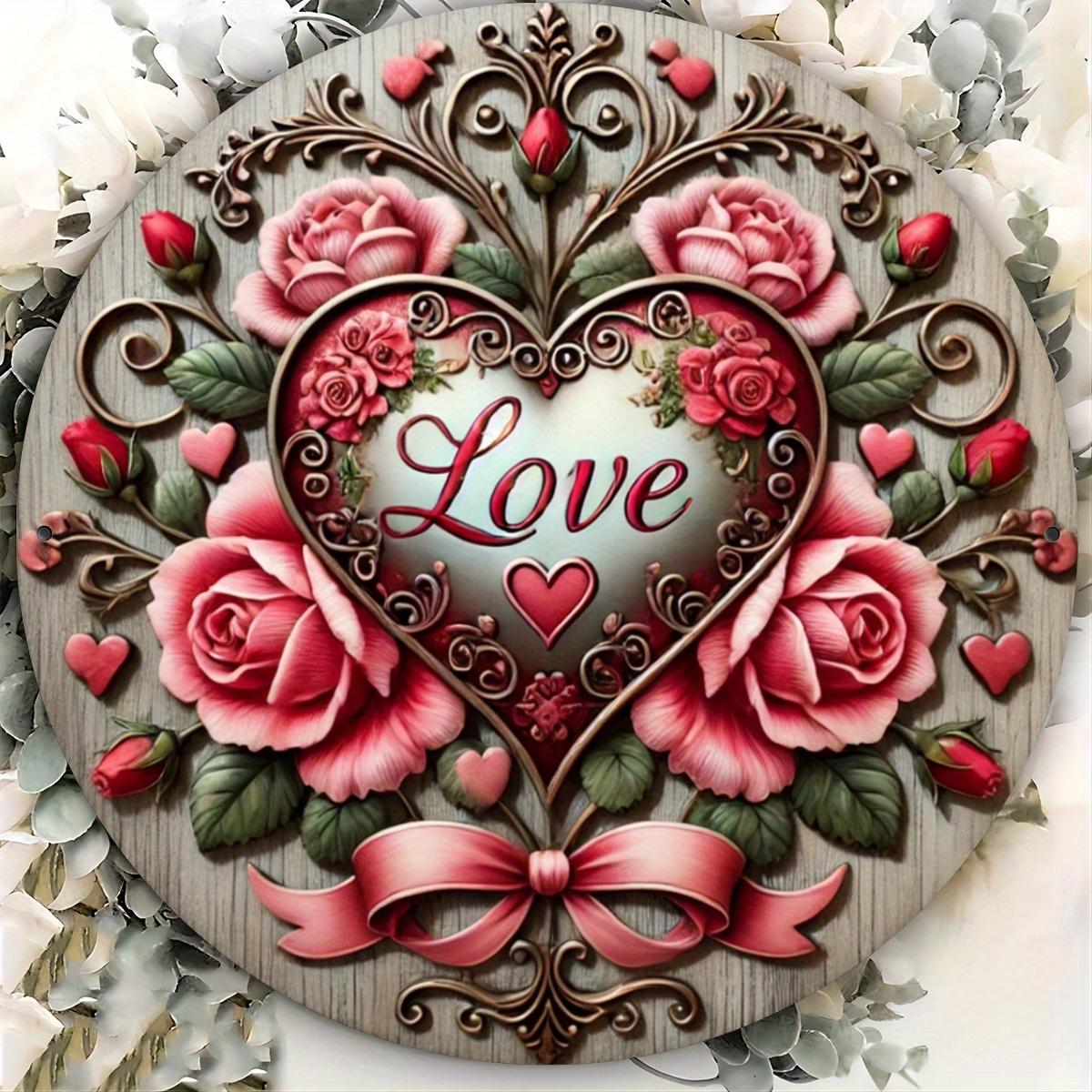 

1 шт. 2D плоская деревянная декоративная табличка - 20 см круглая печатная металлическая тематическая табличка с надписью «Любовь и розы» для двери, стены, дома, комнаты, фермы, улицы, магазина, гаража, бара 20cm*20cm