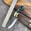 Kitchen Knife Thick Carved Pattern Handmade Knife Outdoor Barbecue Meat Eating Knife Stainless Steel Fruit Knife
