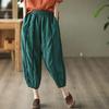 Pantaloni a Quadretti Arlecchino Estivi da Donna in Cotone e Lino Stile Letterario Retrò Sezione Sottile Casual Larghi Pantaloni a Nove Quarti