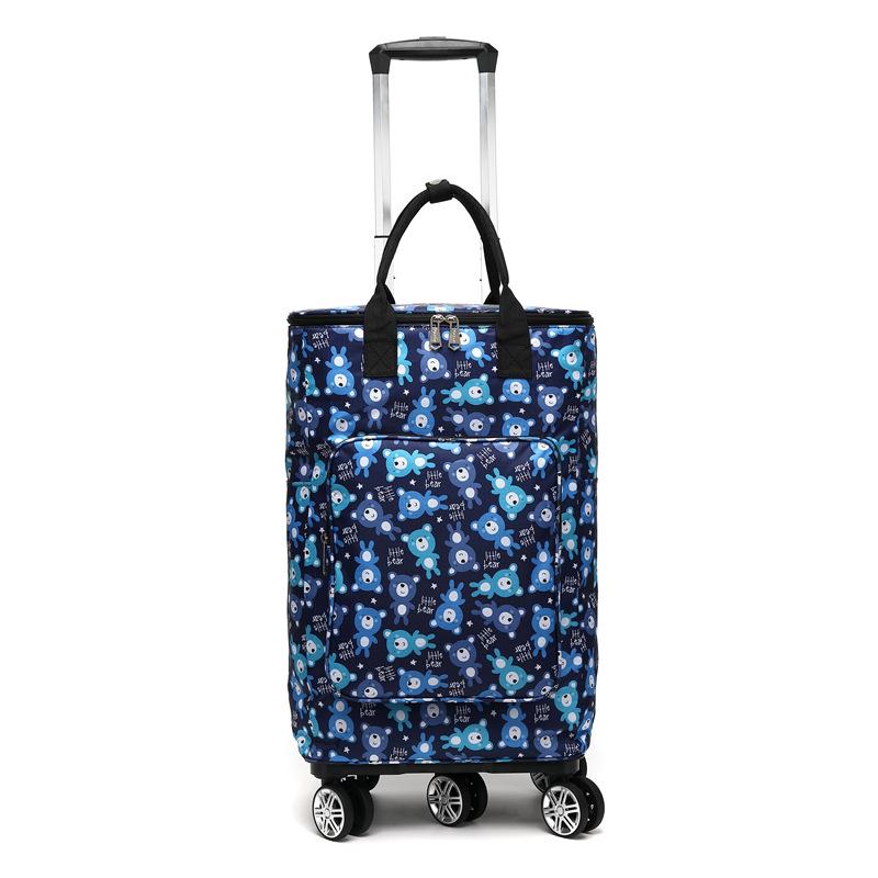 Portable Small Trolley Cart with Universal Wheels and Insulated Shopping Bag