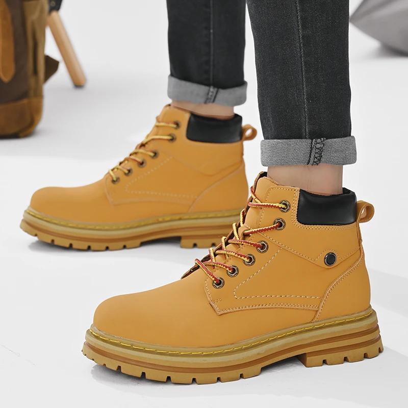 Genuine Leather Men's Boots, Handmade Retro Winter Boots, Waterproof Ankle Snow Boots, High-quality Men's Shoes, Large Size