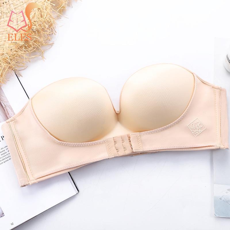 Strapless Front Buckle Lift Bra for Women Strapless Wirefree Push Up Non Slip Invisible Bra