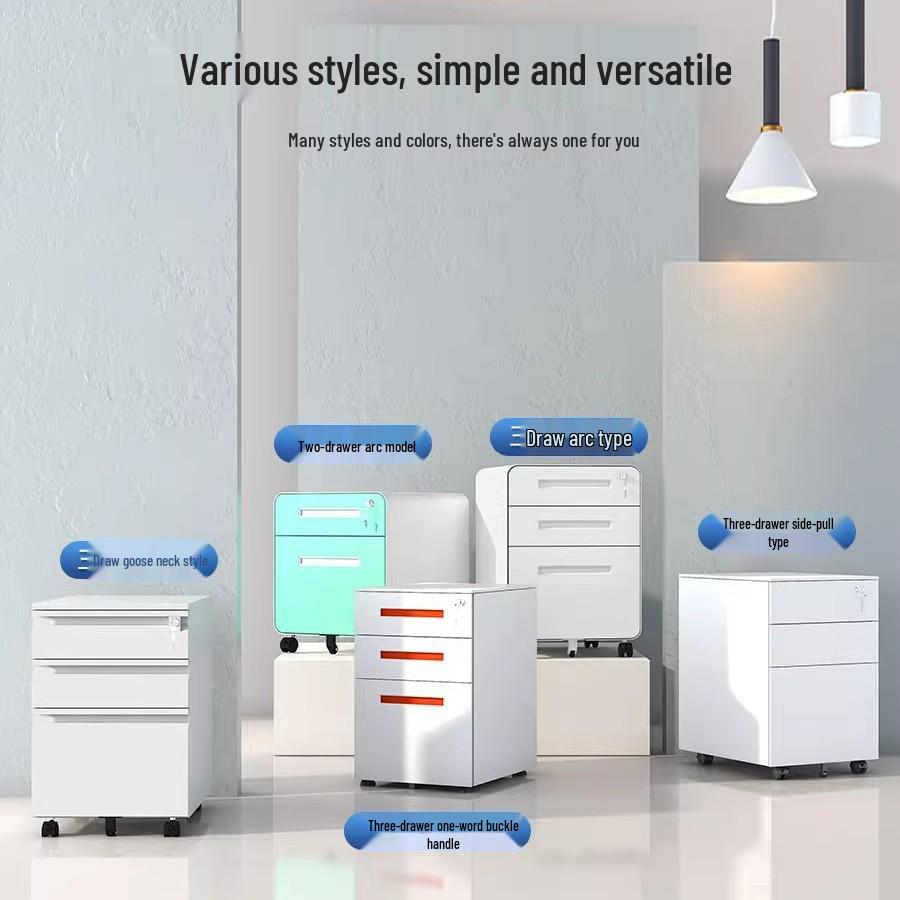 Under-Desk Mobile Metal Filing Cabinet with Locking Drawer and Office Storage