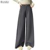 ZANZEA Women Casual Solid Color Loose Wide Leg Pants