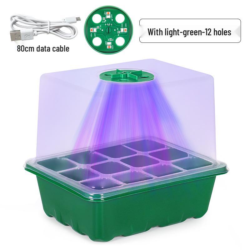 6/12-Hole LED Seedling Box: Adjustable, Breathable, Heat-Insulating, Large Capacity Sowing & Cuttings Tray.